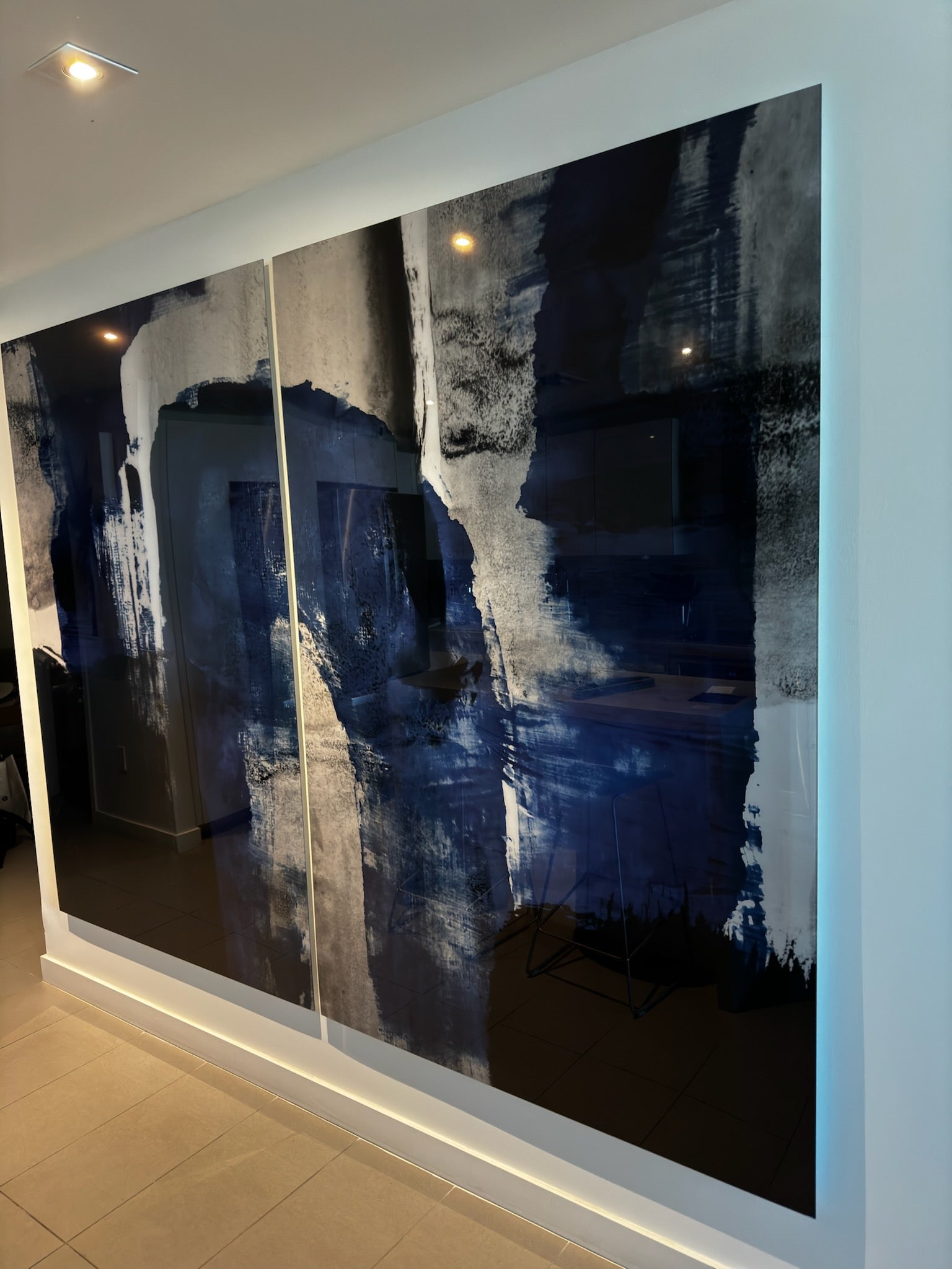 Blue Abstract Plexi Print Set of Two 48" x 72"