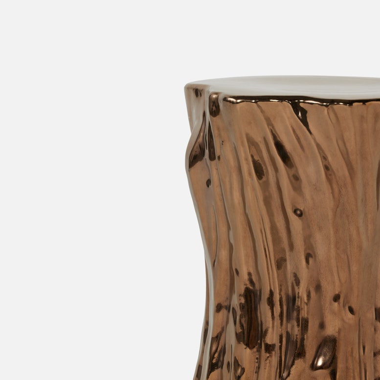 Made Goods Hollis Glossy Ceramic Tree Stump Outdoor Stool