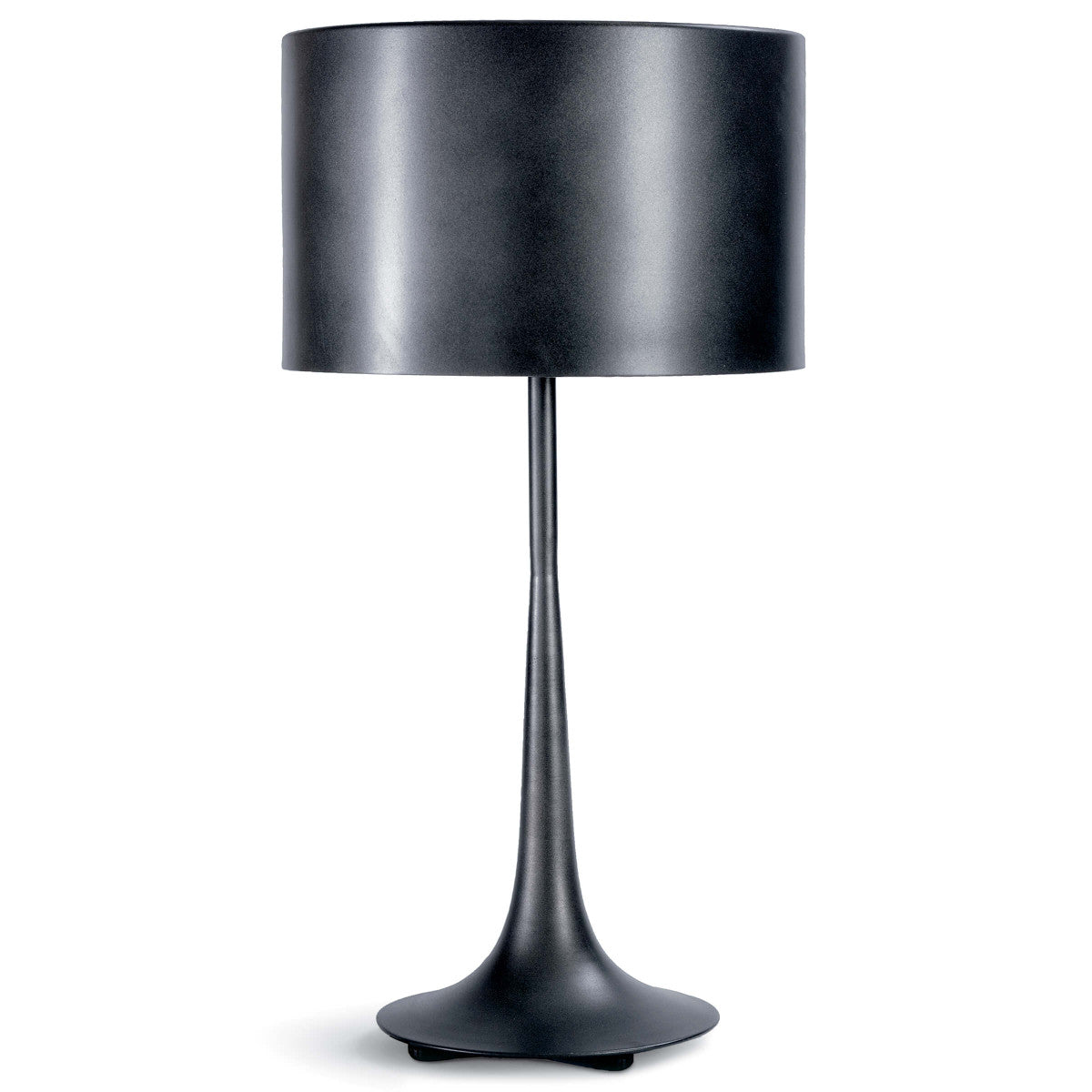 monochromatic black iron table lamp with tapered base