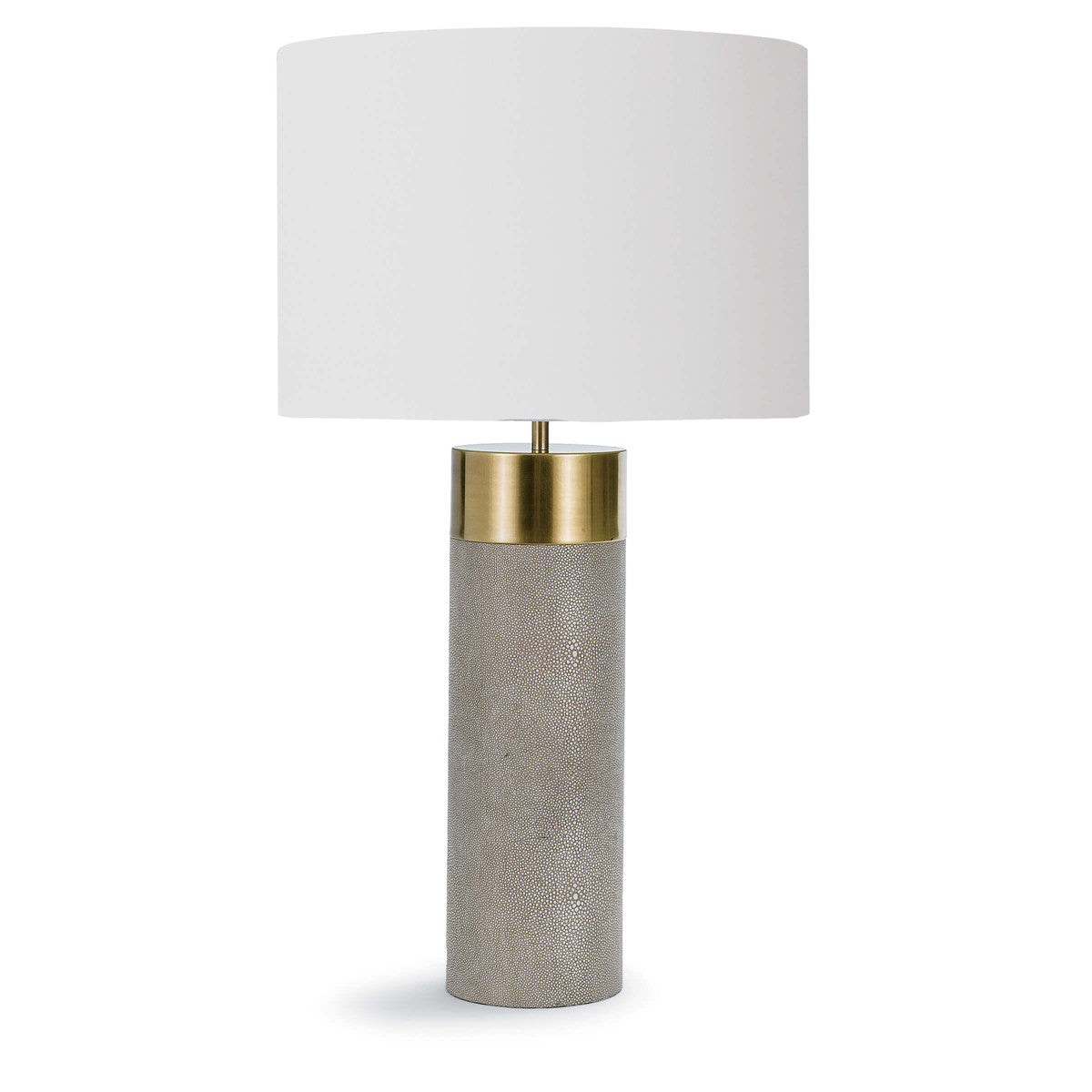 table lamp with cylindrical bade and white shade