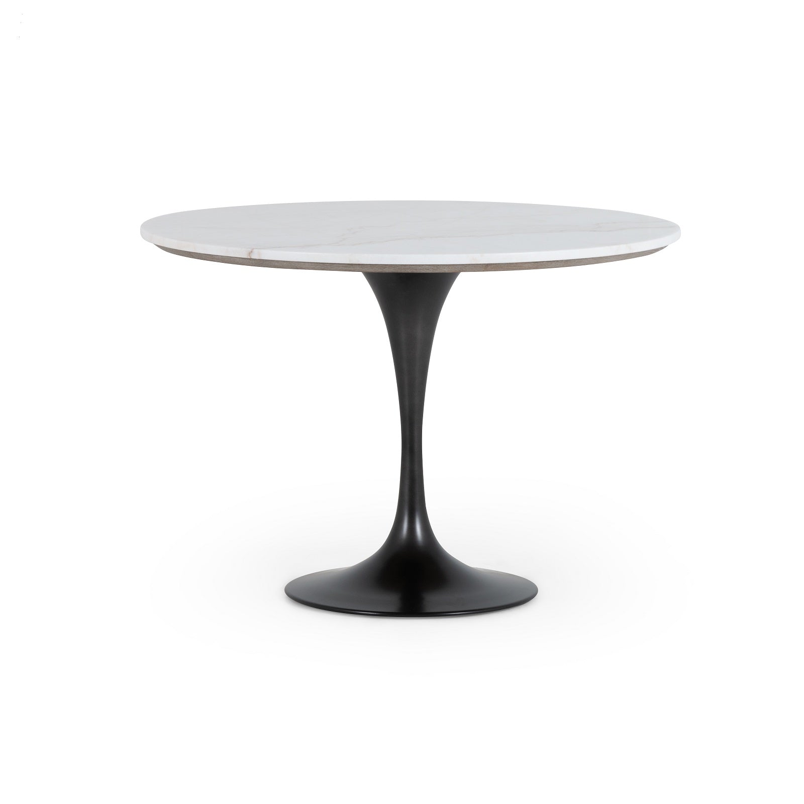 tulip table with white top and black base in smaller size
