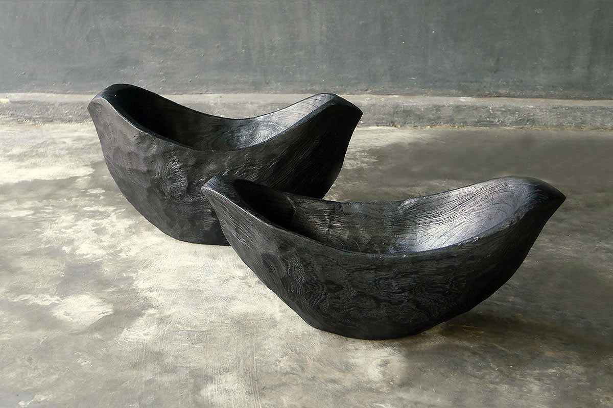 two of the bowls in color option charcoal