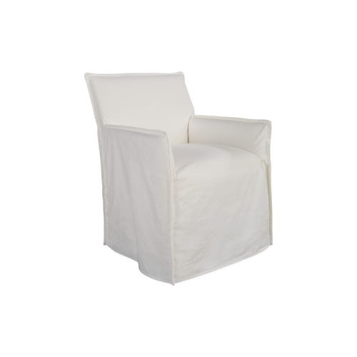 dining chair with white fabric slipcover