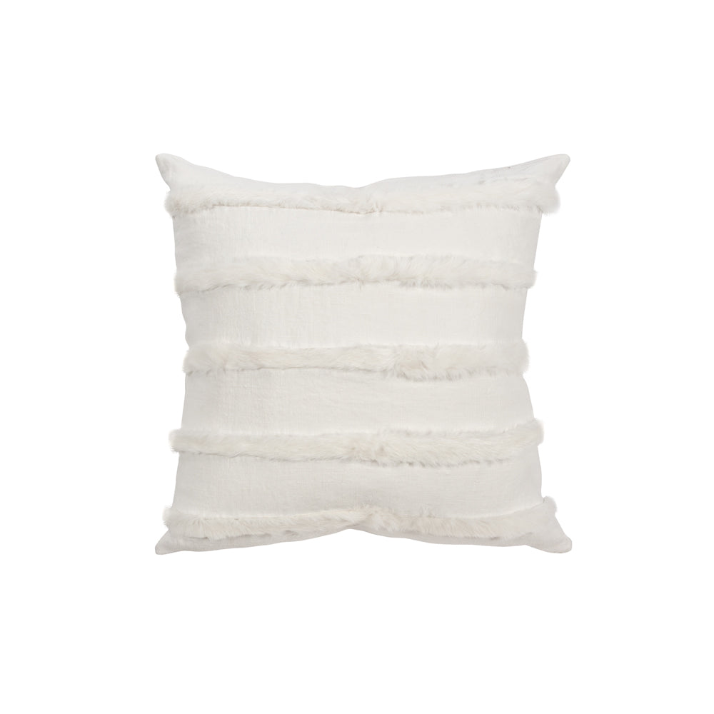 square fur striped decorative pillow