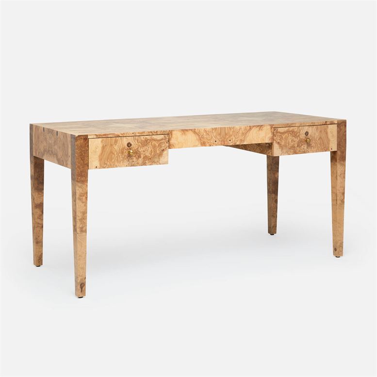 angle view of wooden desk with two drawers