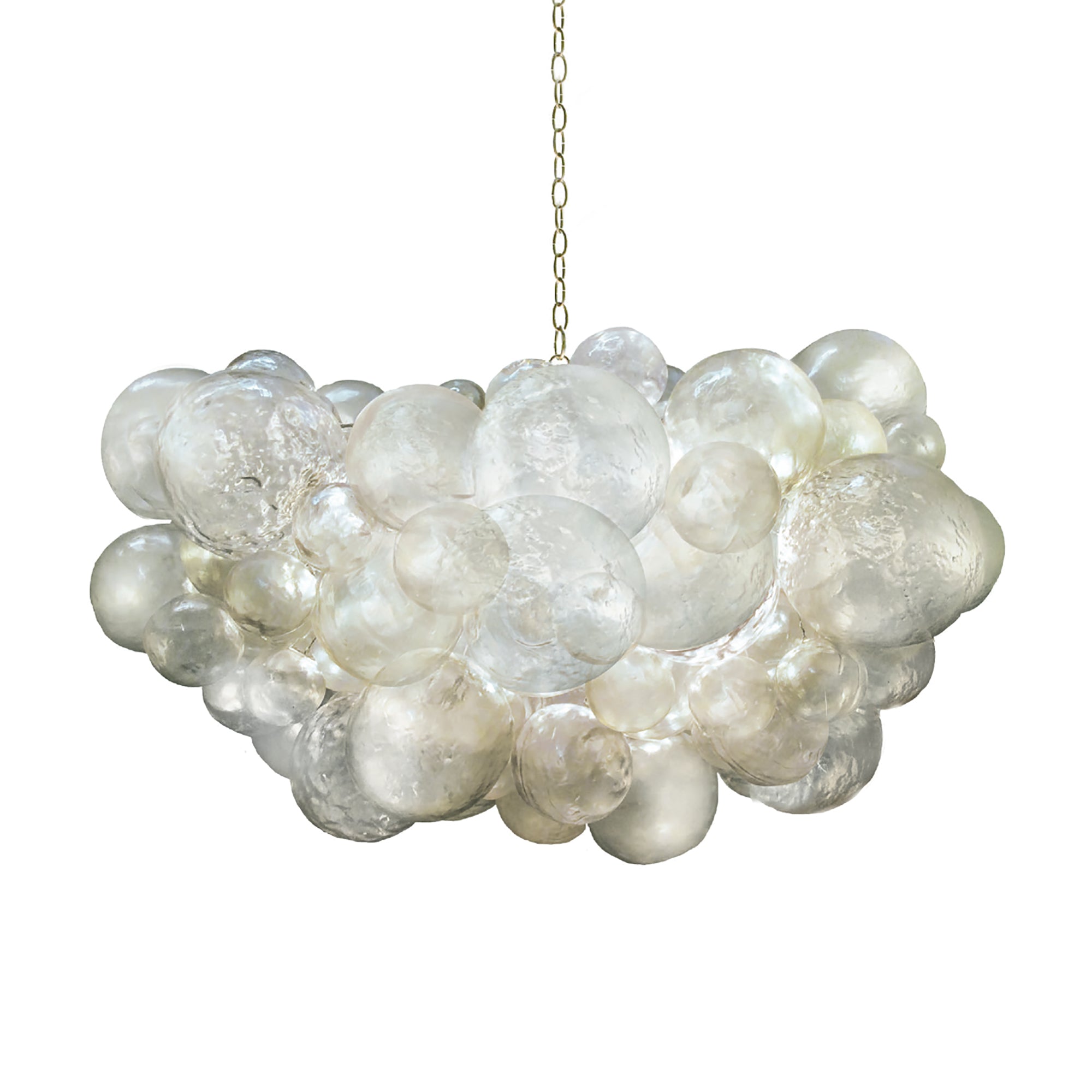 resin cloud chandelier hanging from metallic chain