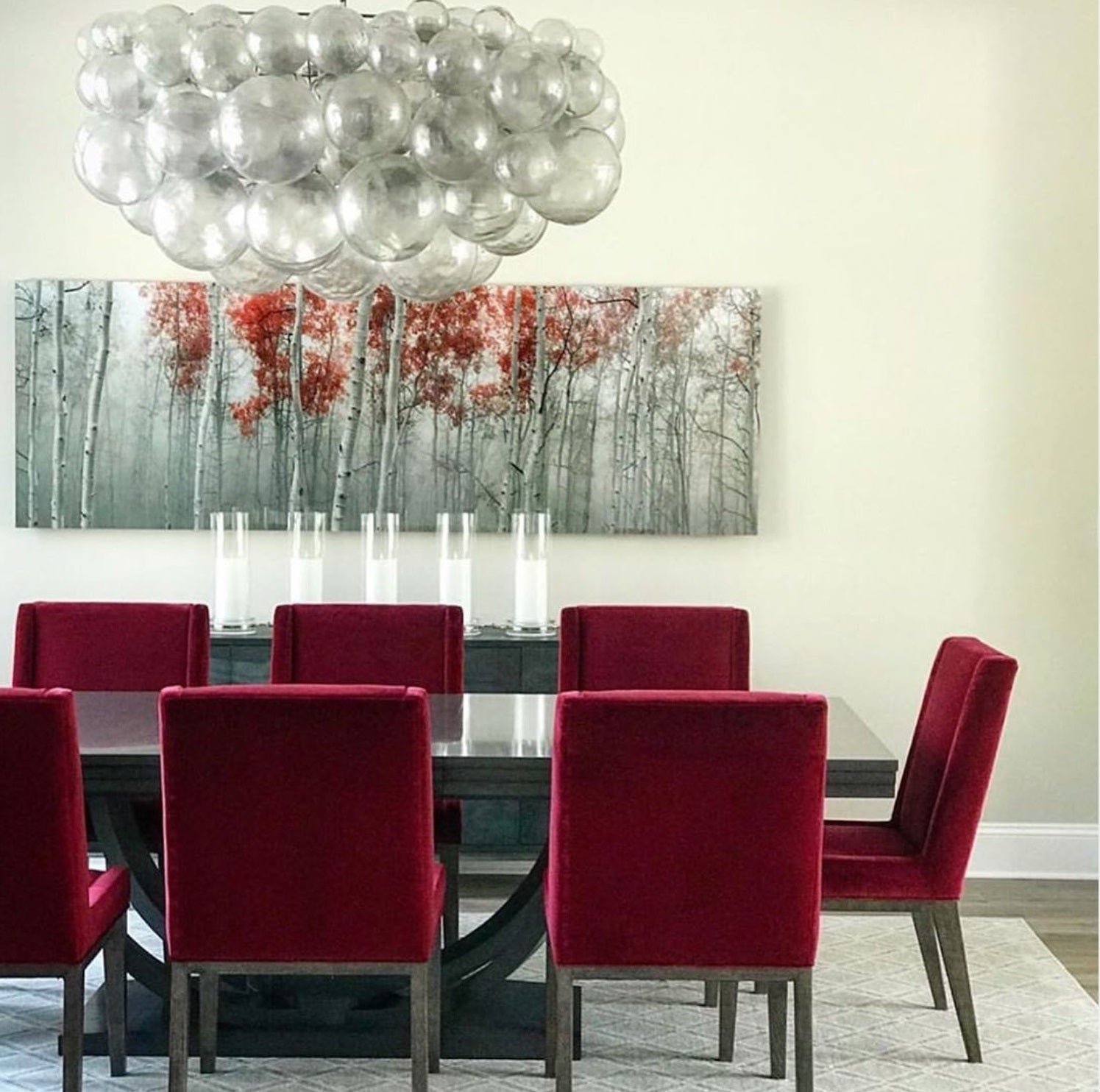chandelier installed in interior dining room