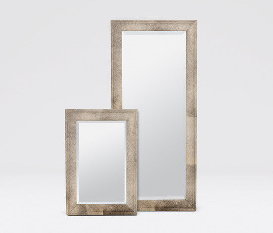 two rectangular mirrors with grey frames