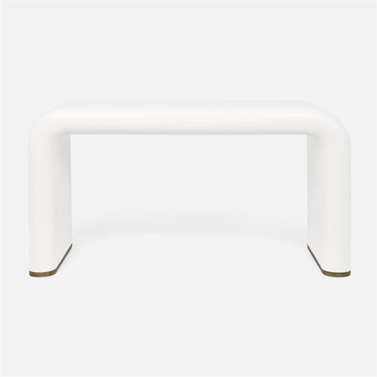 front view of white console table