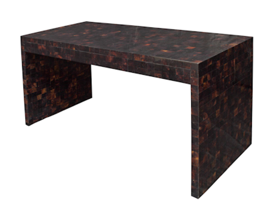 squared waterfall desk in color option dark shell