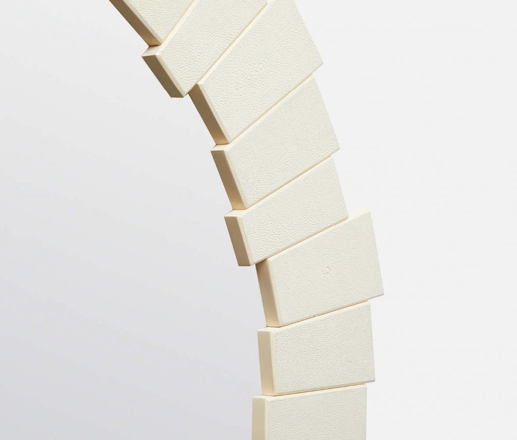 closeup of geometric tiles in color option ivory