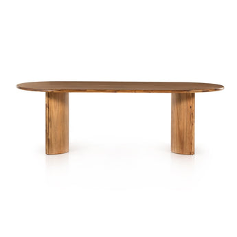 Lunar Oval Dining Table: Crescent-Shaped Solid Acacia or Oak Veneer with Organic Modern Elegance