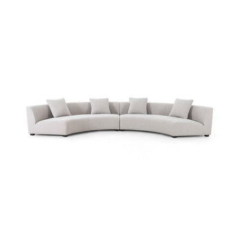 Modular Crescent Sectional Sofa: Italian-Inspired Design with Velvety and Linen-Blend Upholstery and Solid Birch Frame