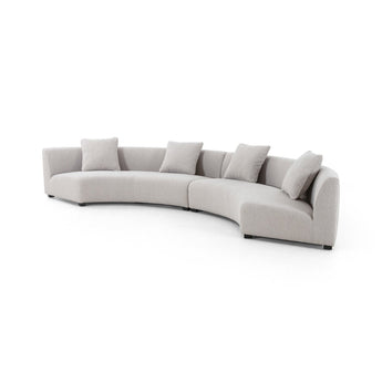Modular Crescent Sectional Sofa: Italian-Inspired Design with Velvety and Linen-Blend Upholstery and Solid Birch Frame