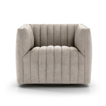 Luxe Revolve Channel-Textured Swivel Chair : Modern Library Chair