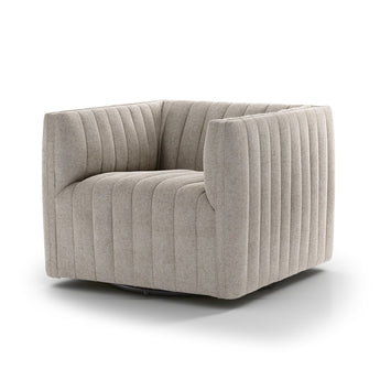 Luxe Revolve Channel-Textured Swivel Chair : Modern Library Chair