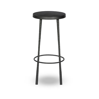 Rustic Hammered Metal Seat Stool: Hand-Wrought Iron Industrial Chic Design