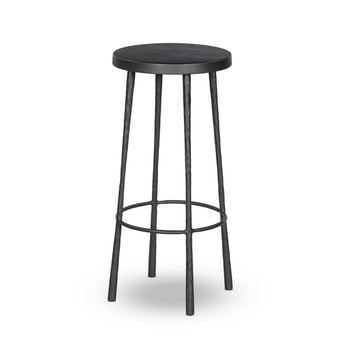 Rustic Hammered Metal Seat Stool: Hand-Wrought Iron Industrial Chic Design