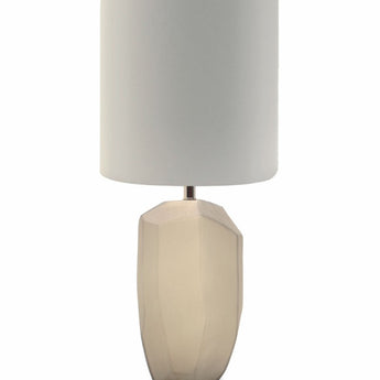 CUBISTIC - Frosted Gray Glass Base/Off - white Shade Table Lamp