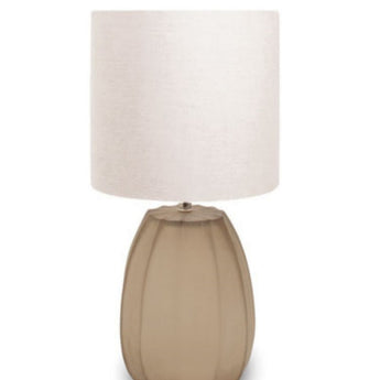 KOONAM - Frosted Gray Glass Base/Off-white Shade Table Lamp