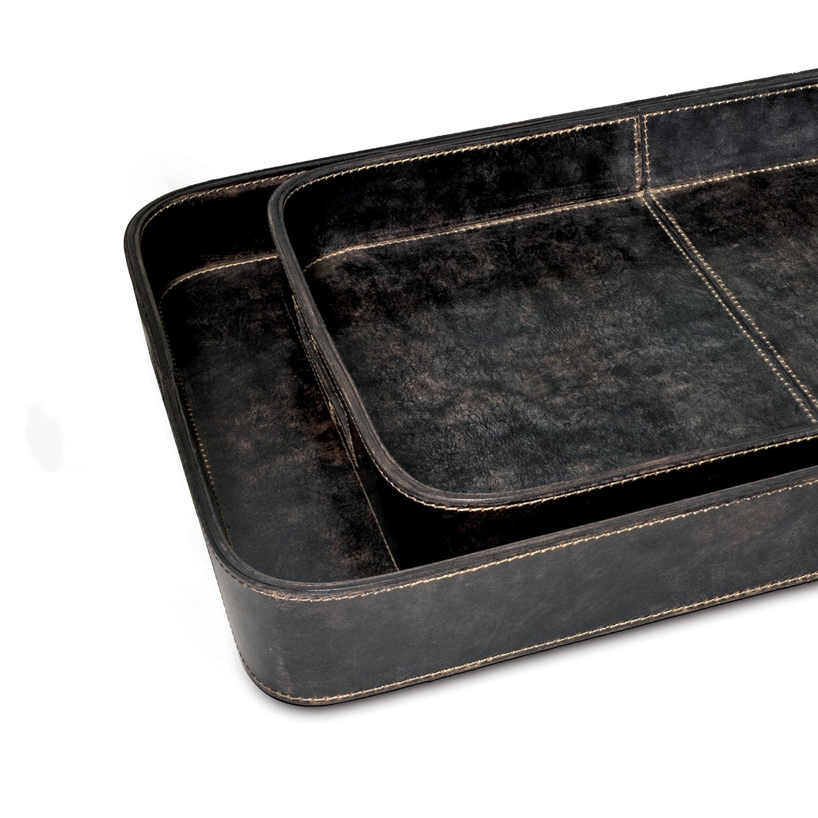 Derby Rectangle Leather Tray Set