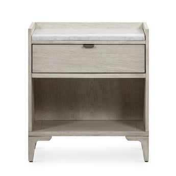 Villagio Vintage White Oak and Italian Marble Nightstand