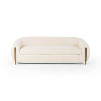 Dramatic Depth Sofa: Modern Plush Tub Chair Design in Performance Fabric & Leather with Solid Parawood Frame