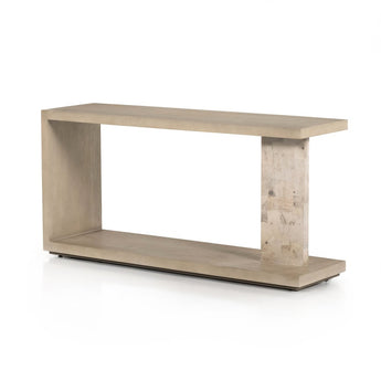 Cantilever Console Table: Modern Minimalist Brutalist Design in White Mahogany & Bleached Ash Burl