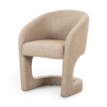 Barclay Dining Armchair - Elegant Barrel Back Chair in Heron Sand with S-Spring Support