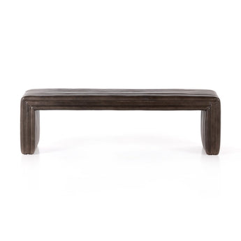 Channeled Accent Bench - Mid-Century Inspired Seating in Linen, Velvet, and Top-Grain Leather