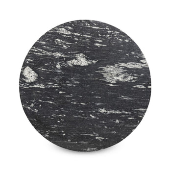 Marble Fusion Coffee Table: Hammered Grey Aluminum Base with Creamy Taupe or Polished Black Marble