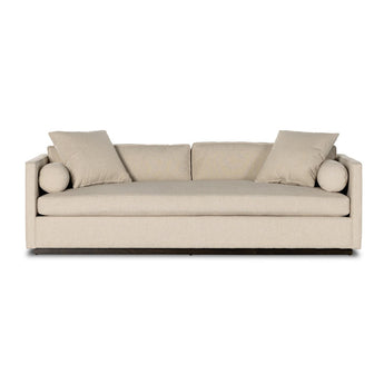 Tailored Elegance Sofa - 90": Comfortable Deep Seating in Linen-Like Performance Fabric with Plush Bolsters & Cushions and Burnt Sepia Pinewood Frame