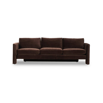 Eucalyptus Float-Style Sofa: Modern Design with Rear Cutouts, S-Spring Construction, Velvety Cotton or Carbon-Neutral Leather Upholstery