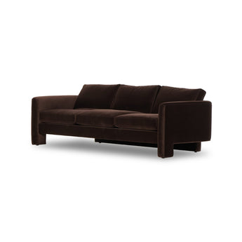 Eucalyptus Float-Style Sofa: Modern Design with Rear Cutouts, S-Spring Construction, Velvety Cotton or Carbon-Neutral Leather Upholstery