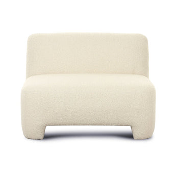 Elegance Edge Chair: Modern Armless Chair in Cream Textured Knub Fabric