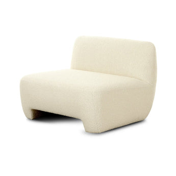 Elegance Edge Chair: Modern Armless Chair in Cream Textured Knub Fabric