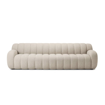 Cloud Luxe Channel Sofa: Luxurious 104" Sofa with Recycled Olefin Upholstery and Black Parawood Base