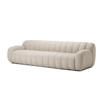 Cloud Luxe Channel Sofa: Luxurious 104" Sofa with Recycled Olefin Upholstery and Black Parawood Base