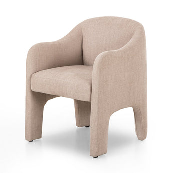 Organic Aura Eco-Friendly Dining Chair in Cognac Leather with Sand Performance Fabric