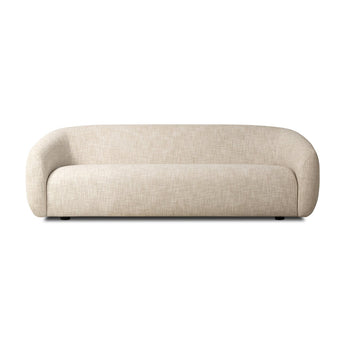 Heathered Comfort Sofa: Vintage European-Inspired Elegance in Yuma Cream Fabric and Black Parawood, S-Spring Seat Construction