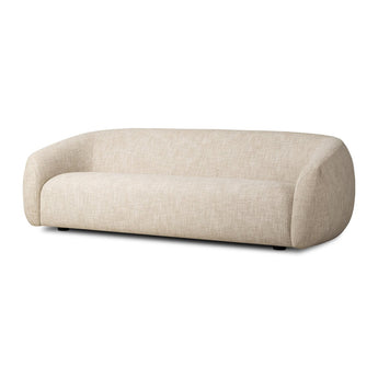 Heathered Comfort Sofa: Vintage European-Inspired Elegance in Yuma Cream Fabric and Black Parawood, S-Spring Seat Construction