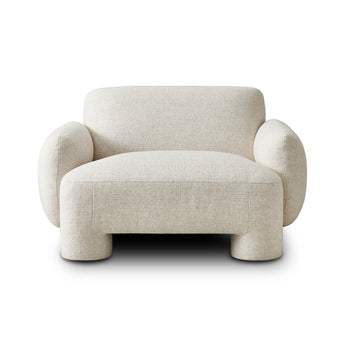 Luxe Retreat Armchair: Oversized Modern Faux Statement Piece with Spring Suspension