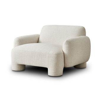 Luxe Retreat Armchair: Oversized Modern Faux Statement Piece with Spring Suspension