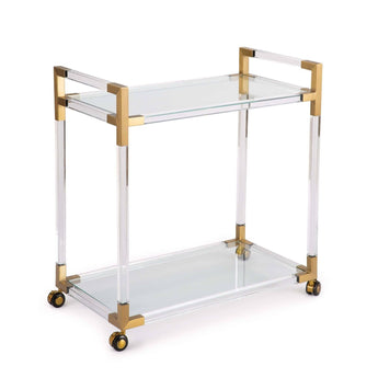 Americano Bar Cart in Acrylic and Natural Brass