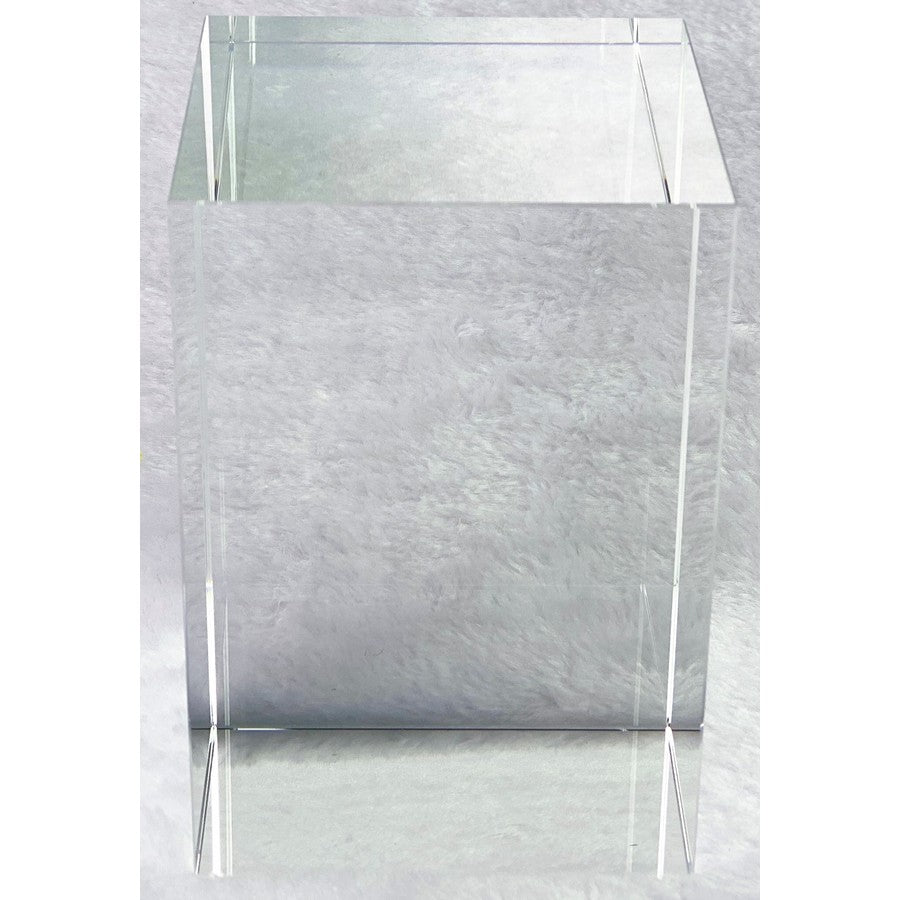 Solid Crystal Pedestal Base-Crystal : 4"x4"x8"H