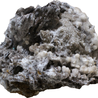 Large Gray Calcite Stalactite with White Crystal Accents