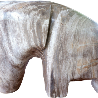Rustic Elephant Carving in Petrified Wood