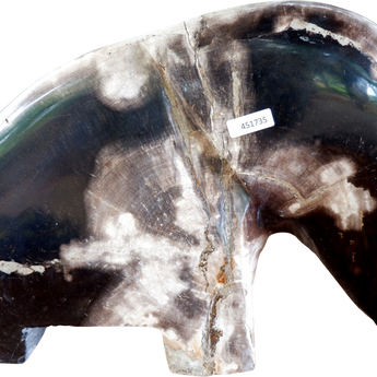 Dark Petrified Wood Elephant Sculpture