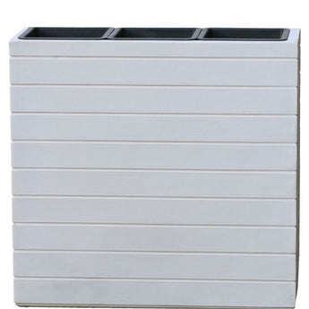 TREVI - White Rectangular Sandstone Pleated Design Tall Planter