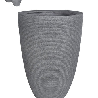 PARMA - Silver with Horizontal Lines Polyresin Planter 27.5"H